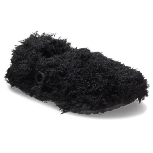 Crocs Classic Shaggy Faux Fur Lined Clog Womens Size 7 Black Teddy Bear NEW - Picture 3 of 6